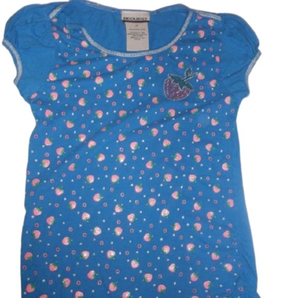 ---  Blue Tee Strawberry Print Girl 14 - Picture 1 of 2